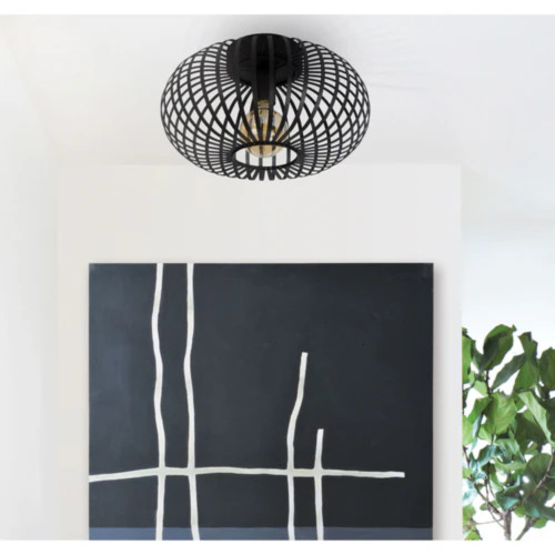 1-Light Geometric Cage Ceiling Light Fixture - 9" - Black - IMAGE 1