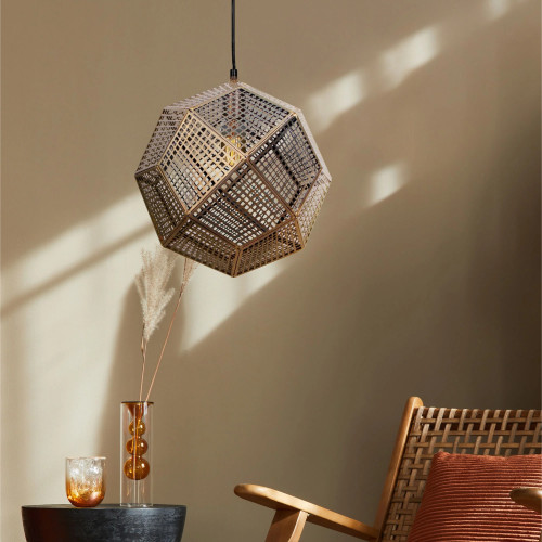 Geometric Faceted Lattice Disco Ball Ceiling Light Pendant - 12" - IMAGE 1