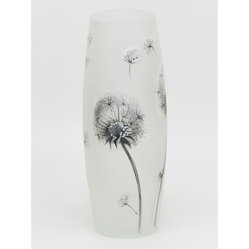 11.75" White and Black Minimalist Barrel Glass Vase - IMAGE 1