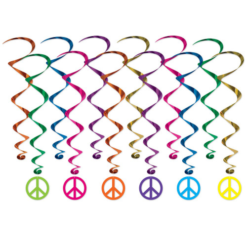 Spiral Peace Sign Whirls Hanging Decorations - IMAGE 1