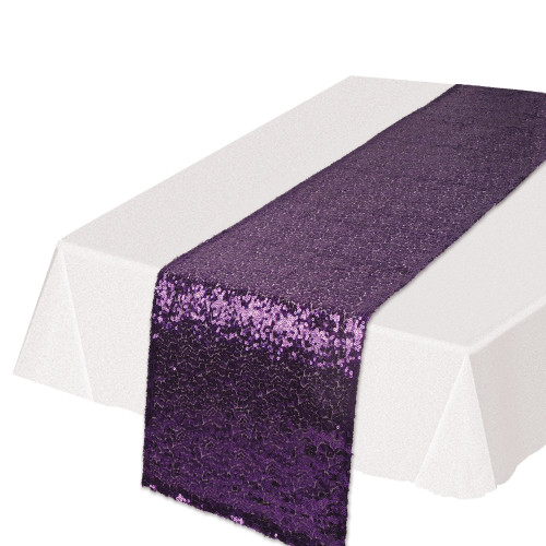 5.5" x 14.5" Shimmering Purple Rectangular Sequined Table Runner - IMAGE 1