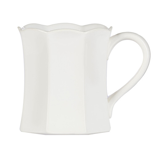 Set of 4 White Unique Solid Fluted Modern Mugs, 4" - IMAGE 1