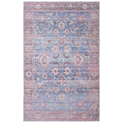 5' x 8' Floral Area Throw Rug - Blue and Orange - IMAGE 1