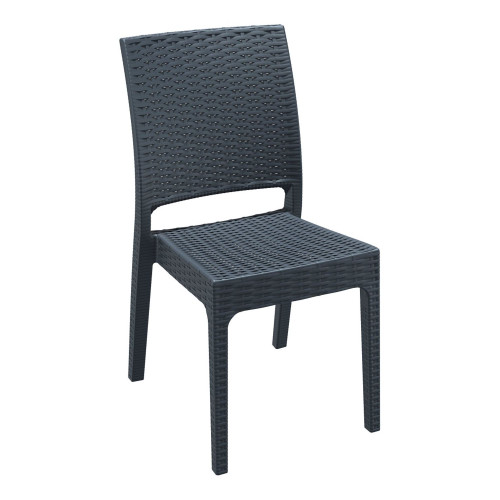 34" Gray Patio Wickerlook Stackable Dining Chair - IMAGE 1