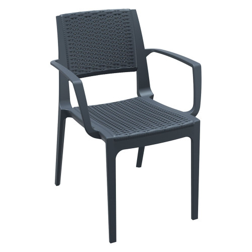 32" Gray Outdoor Patio Wickerlook Dining Arm Chair - IMAGE 1