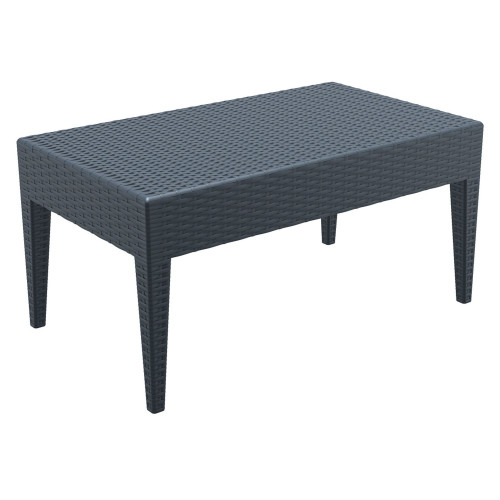 36" Gray Outdoor Patio Wickerlook Rectangular Coffee Table - IMAGE 1