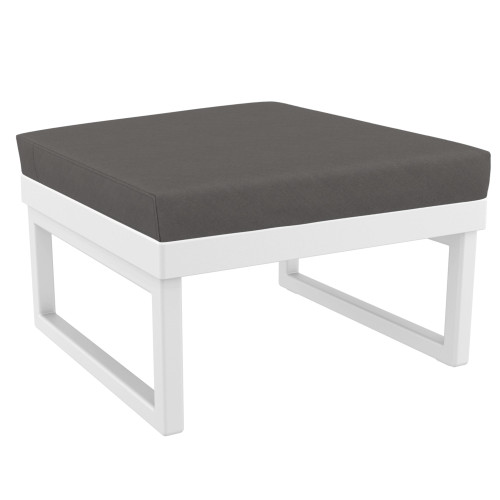25.5" White Square Ottoman with Sunbrella Charcoal Cushion - IMAGE 1