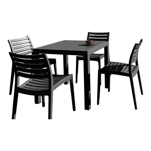 5-Piece Gray Stackable Square Outdoor Patio Dining Set 33" - IMAGE 1