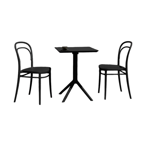 3-Piece Black Patio Square Table Bistro Set 33.5" - IMAGE 1