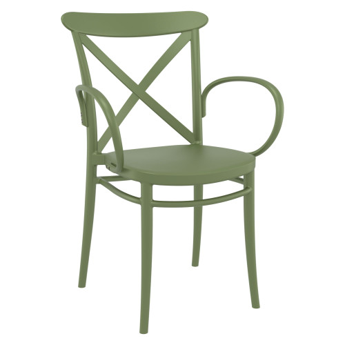 34.25" Olive Green Stackable Outdoor Patio XL Arm Chair - IMAGE 1