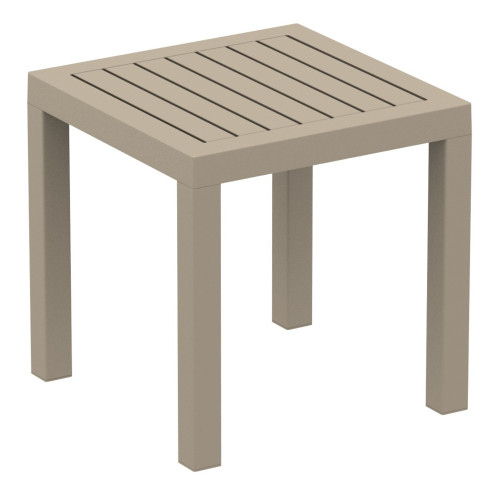 18" Taupe Brown Patio Square Resin Side Table with Drain Hole - IMAGE 1