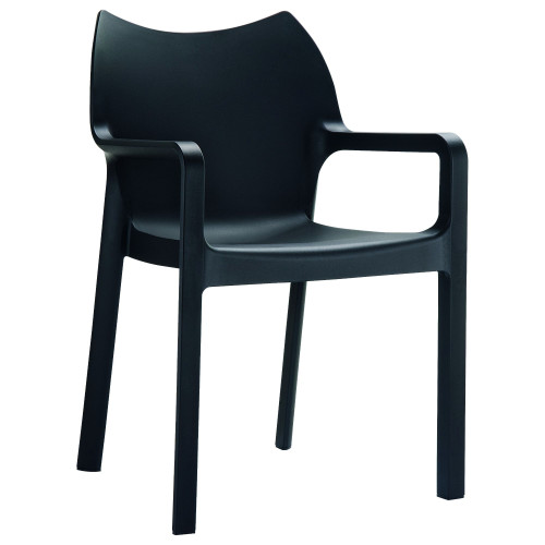 33" Black Outdoor Patio Solid Dining Arm Chair - IMAGE 1