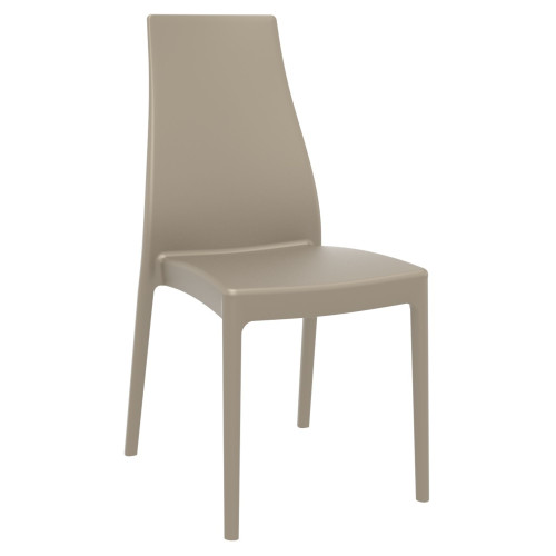 37" Taupe Outdoor Patio Solid High Back Dining Chair - IMAGE 1