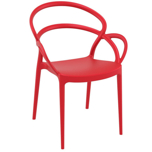 33" Red Outdoor Patio Round Dining Arm Chair - IMAGE 1