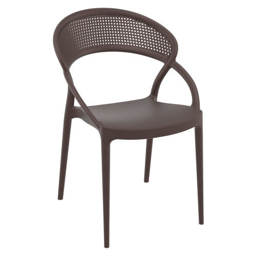 32.25" Brown Mesh Outdoor Patio Round Dining Chair - IMAGE 1