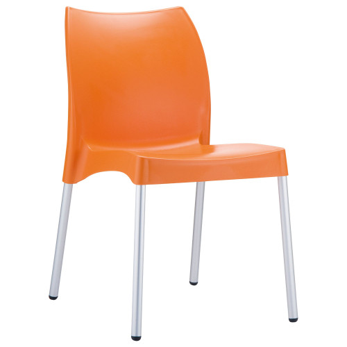 31.5" Orange and White Stackable Outdoor Patio Armless Dining Chair - IMAGE 1