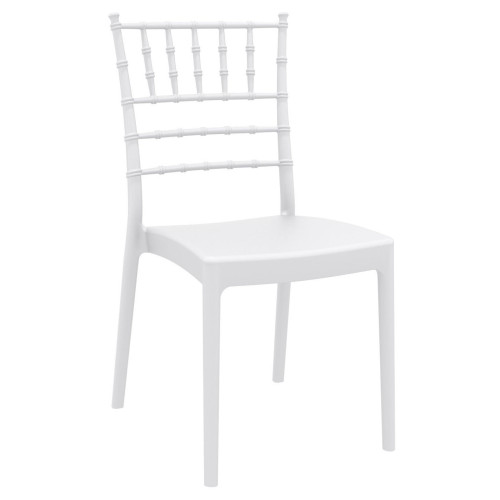 36" White Stackable Outdoor Patio Armless Dining Chair - IMAGE 1