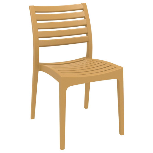 33" Teak Brown Stackable Outdoor Patio Dining Chair - IMAGE 1