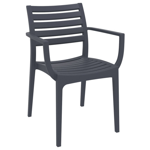 33" Gray Stackable Outdoor Patio Dining Arm Chair - IMAGE 1