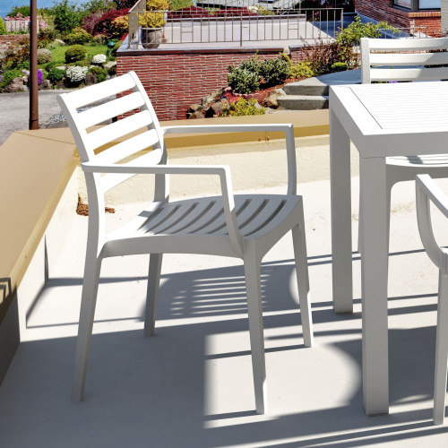 Open Slat Outdoor Patio Dining Arm Chair - 33" - White - IMAGE 1
