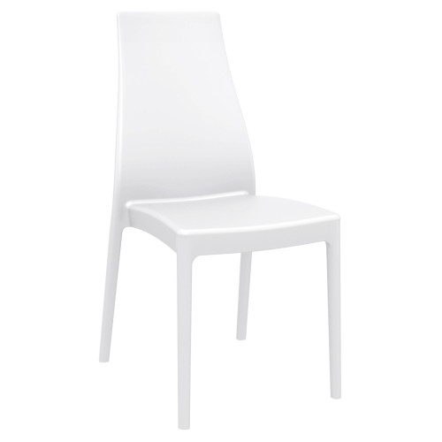 37" White Outdoor Patio Solid High Back Dining Chair - IMAGE 1