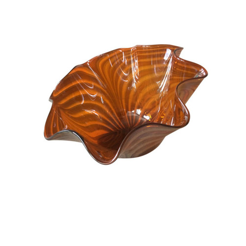 12.5" Orange Abstract Style Glass Vase - IMAGE 1