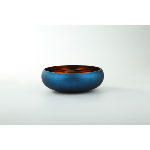 9" Blue and Amber Glass Dome Decorative Bowl - IMAGE 1