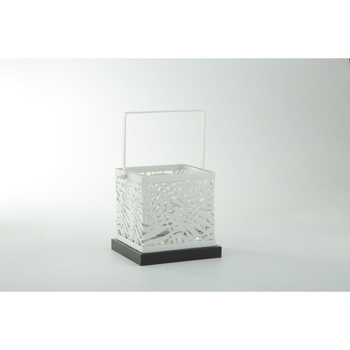 Square Leafy Glass Vase with Handle - 6" - White and Black - IMAGE 1