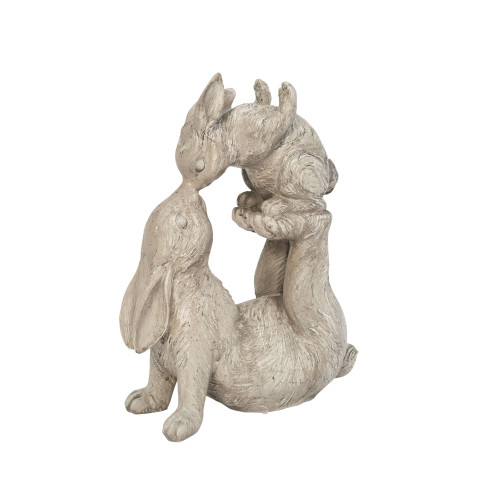 Playful Kissing Bunnies Outdoor Garden Statue - 14.5" - Ivory - IMAGE 1
