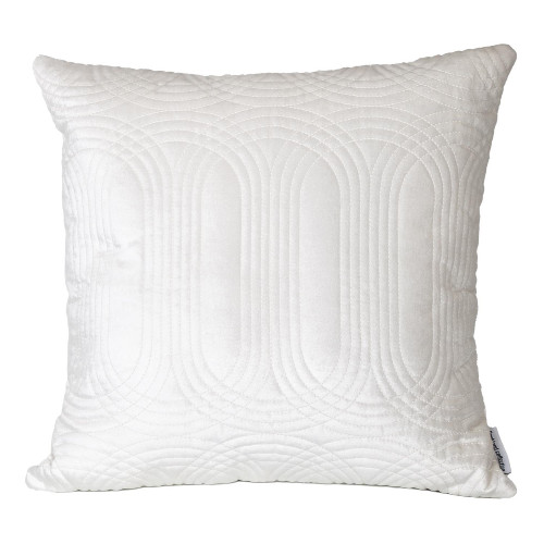20" White Quilted Oval Pattern Throw Pillow - IMAGE 1