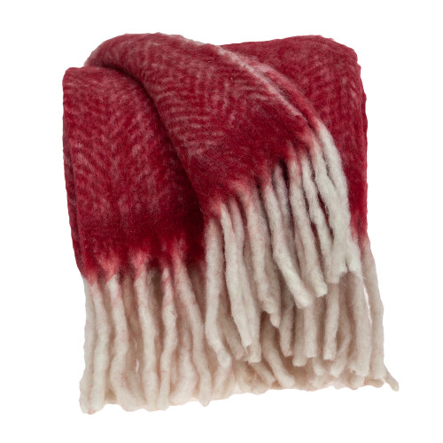 Red and White Transitional Handloom Throw Blanket 52" x 67" - IMAGE 1