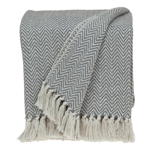 Gray Transitional Woven Handloom Throw Blanket 52 x 67" - IMAGE 1