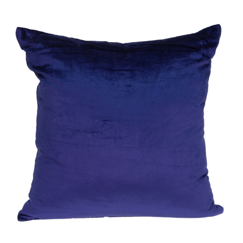 18" Solid Royal Blue Handloomed Cotton Velvet Square Throw Pillow - IMAGE 1