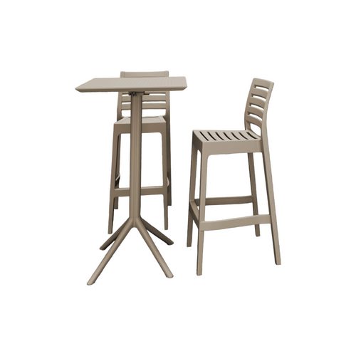 3-Piece Taupe Brown Stackable Outdoor Patio Bar Set 42.5" - IMAGE 1