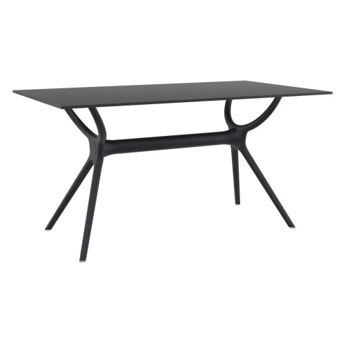 55" Black Sleek Rectangular Outdoor Patio Dining Table - IMAGE 1