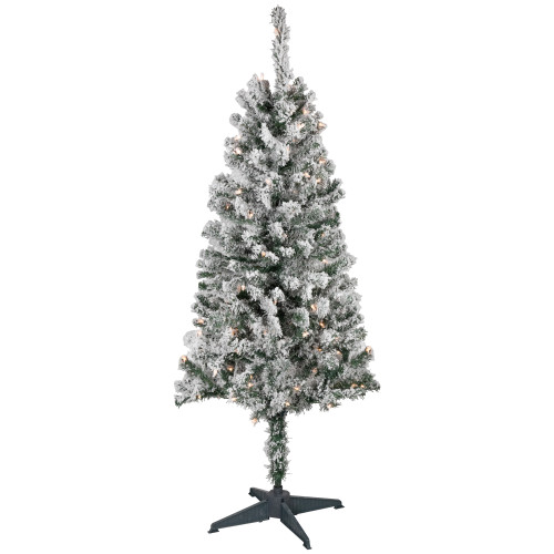 4' Pre-Lit Flocked Pine Artificial Christmas Tree, Clear Lights - IMAGE 1