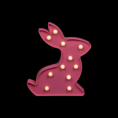 9.5" LED Lighted Pink Easter Bunny Marquee Wall Sign - IMAGE 1