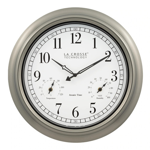 18” White and Silver Indoor or Outdoor Atomic Wall Clock - IMAGE 1