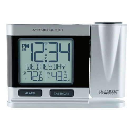 5.75” Gray Atomic Projection Alarm with Indoor and Outdoor Temperature - IMAGE 1