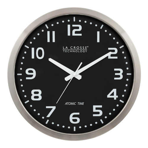 16” Black and Silver Metal Atomic Analog Wall Clock - IMAGE 1