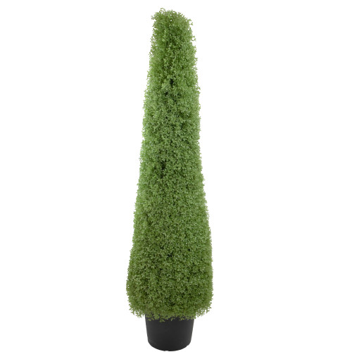 5' Artificial Boxwood Cone Topiary Tree with Round Pot, Unlit - IMAGE 1
