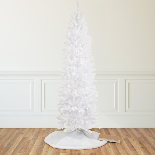 9' Pre-Lit Rapids White Pine Pencil Artificial Christmas Tree, Clear Lights - IMAGE 1