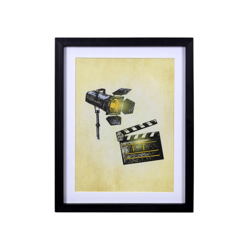 14.25" Movie Light and Clapboard Framed Wall Art Under Glass - IMAGE 1