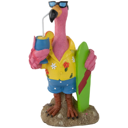 11.5" Tropical Pink Flamingo Outdoor Garden Statue - IMAGE 1