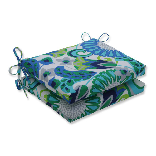 Retro Flowers Fade-Resistant Outdoor Patio Seat Cushions - 18.5" - Set of 2 - IMAGE 1