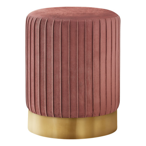 17.5" Red and Gold Decorative Cylindrical Shaped Ottoman with Metal Base - IMAGE 1