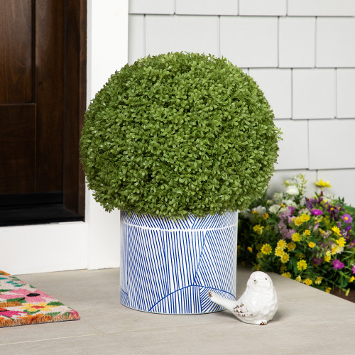Boxwood Ball Artificial Topiary in Weighted Pot - 22" - IMAGE 1