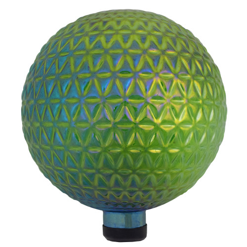 10" Blue Iridescent Textured Glass Outdoor Patio Garden Gazing Ball - IMAGE 1