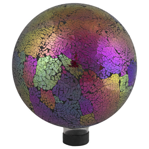 10" Pink Iridescent Mosaic Reflective Glass Outdoor Garden Gazing Ball - IMAGE 1