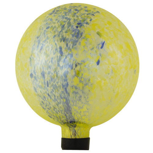 10" Yellow and Blue Reflective Speckled Glass Outdoor Garden Gazing Ball - IMAGE 1